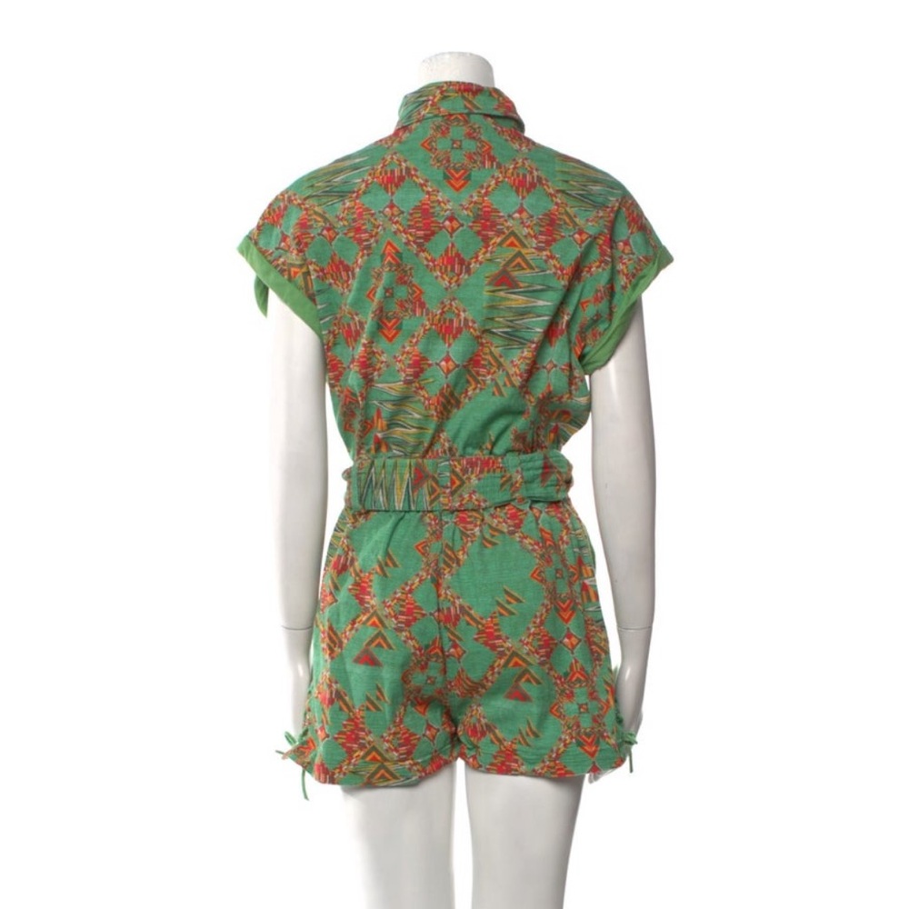 Chufy Green Patterned Button-Up Romper - image 3